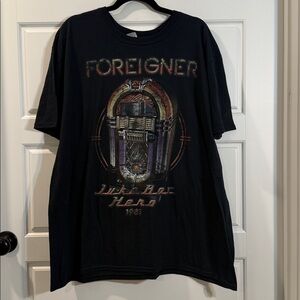 Foreigner Juke Box Hero Black Band Tee XXL